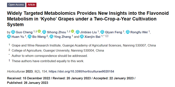 葡萄所科技人员在Horticulturae发表葡萄一年两收栽培技术体系理论研究成果