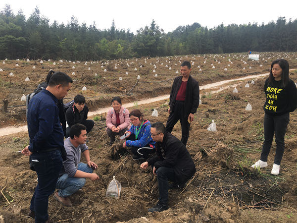 图为科技服务小队与基地负责人交流